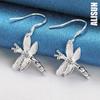 Серьги-подвески для пирсинга в виде стрекозы из стерлингового серебра 925 пробы с круглым цирконием, модные свадебные украшения