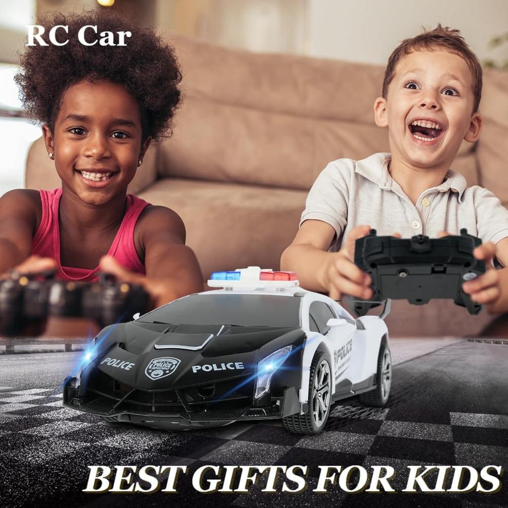2-in-1 Transformer RC Car, Remote Controlled Car, 1:18 Distorting Race Car with Light and Sound, Toy for Kids 6-12 Years
