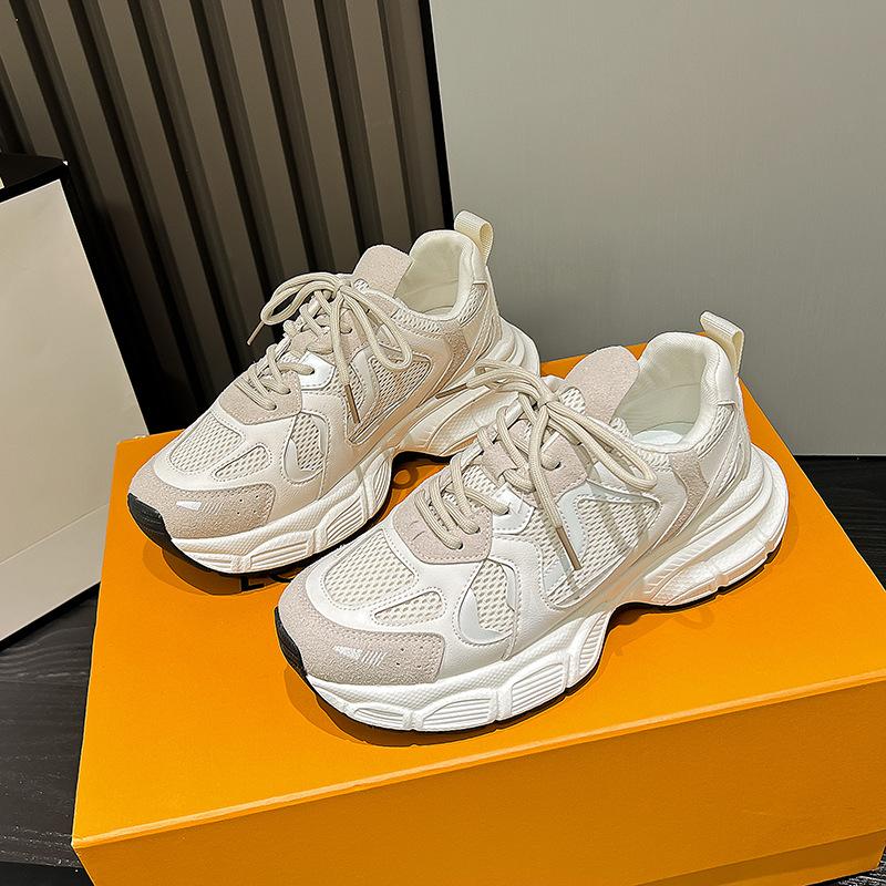 Толстые кроссовки All-match женские сетчатые дышащие 2024 новые модные повседневные простые цветные туфли для женщин осеннее время