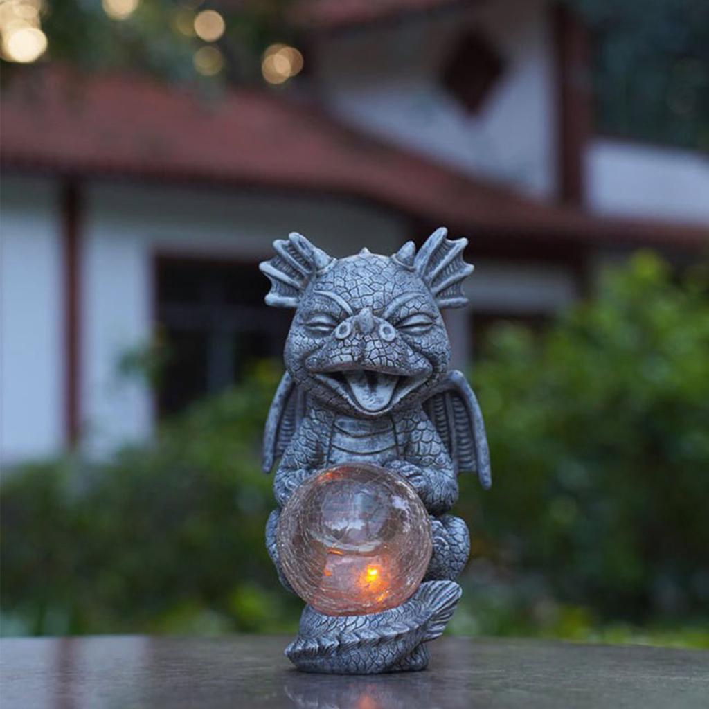 Лампа-Луна на солнечной батарее, Украшение для сада на открытом воздухе, Смола, Скульптура дракона, Орнамент, Ремесло, Художественный орнамент