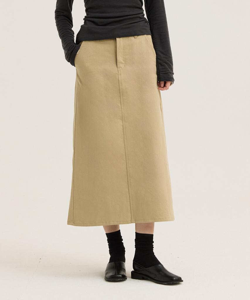 War For Woman W1103 Basic Long Skirt_Beige