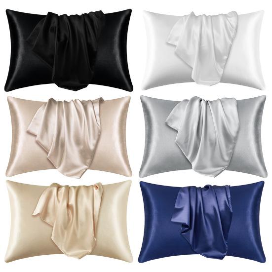 2 Pcs Satin Pillow Case Smooth Faux Silk Solid Color Satin Prevents Frizz Breakage Bedroom Living Room Sofa Pillowcase Pillow Cover