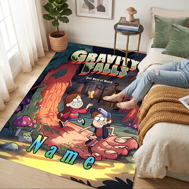 Custom Name Forest Friends Living Room Non-Slip Area Rug Soft Carpet for Bedroom Kids Playroom Sofa Office Home Decor Doormat