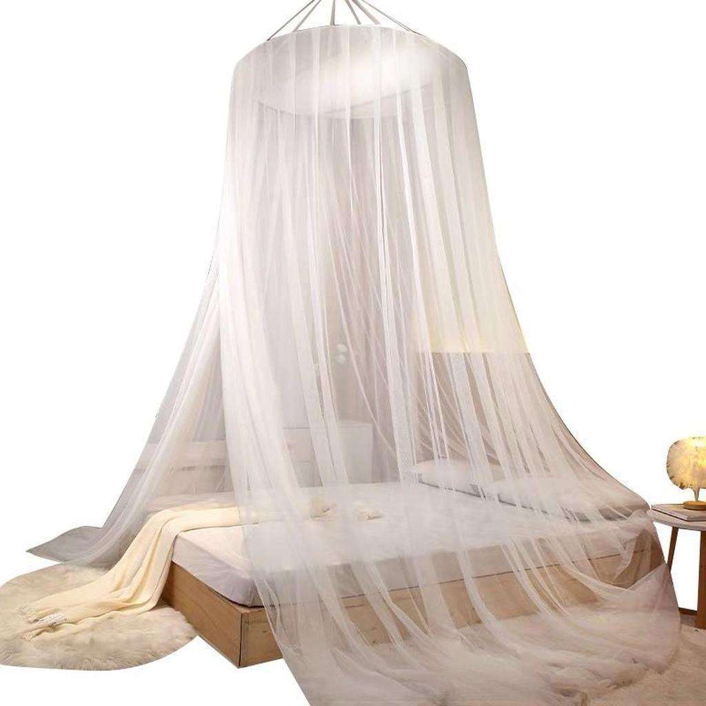 Mosquito Net Canopy Bed, Round Insect Repellent Tent, Mosquito Netting Sleeping Curtain, Princess-like Feel, Stylish Hanging Decor (White)