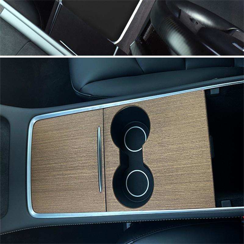 for Tesla Model Y Car Central Control Panel Wood Grain Sticker for Tesla Model 3 Interior Protective Accessories