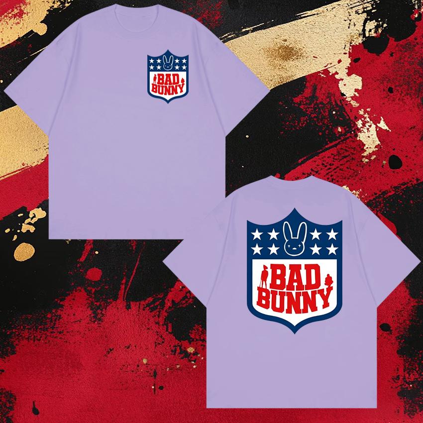 Rapper Bad Bunny Football Double Sided Printed short sleeve Tshirts Unisex 100 Cotton T shirt Unisex WOMEN Oversized Hip Hop Tops