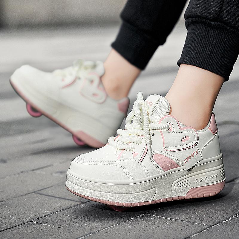 Детские кроссовки на колесах Четырехколесные спортивные ботинки Колесные ролики Съемные Студенческие роликовые кроссовки Обувь