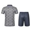 Мужской летний костюм с короткими рукавами и короткими шортами на молнии с принтом, мужской повседневный спортивный костюм
