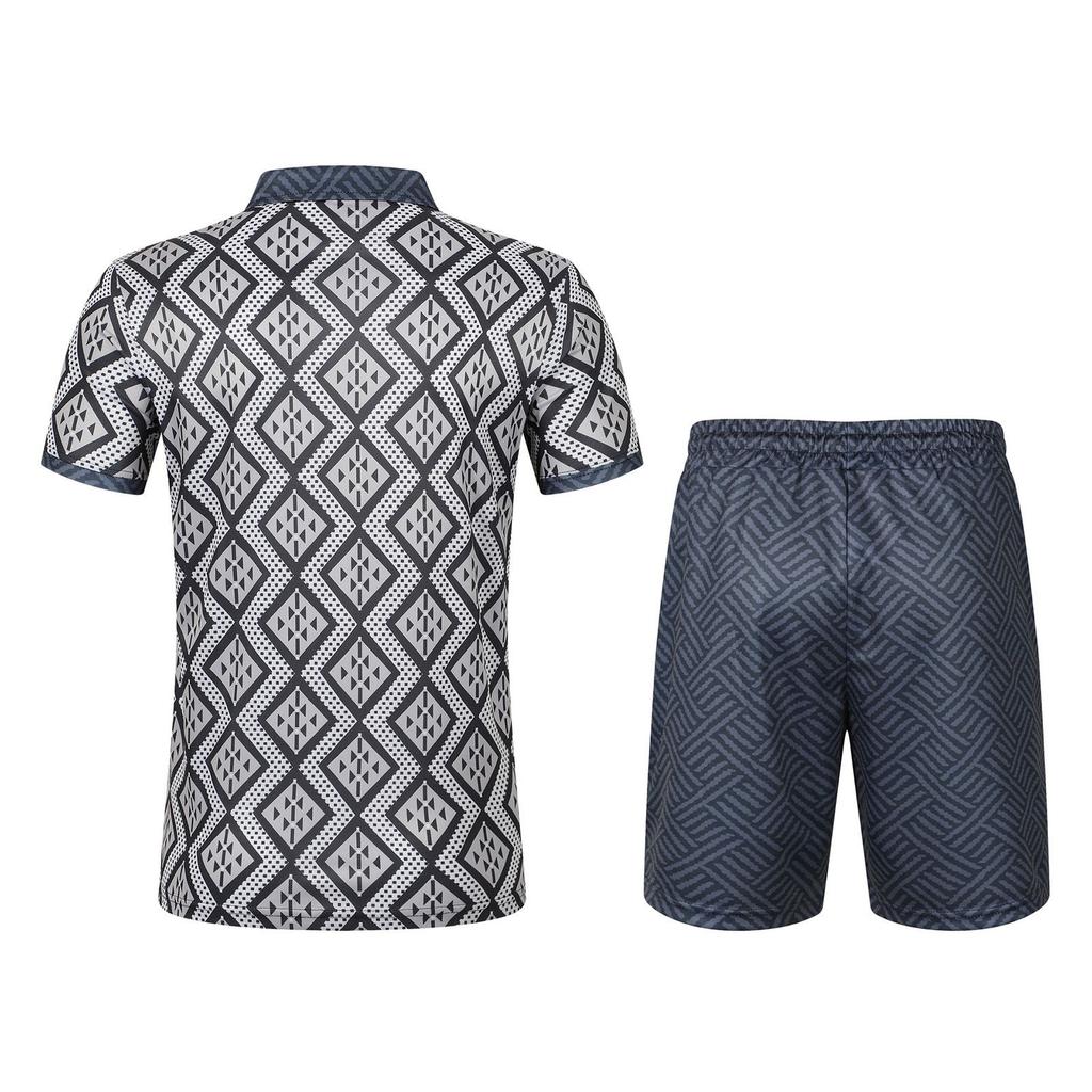 Мужской летний костюм с короткими рукавами и короткими шортами на молнии с принтом, мужской повседневный спортивный костюм