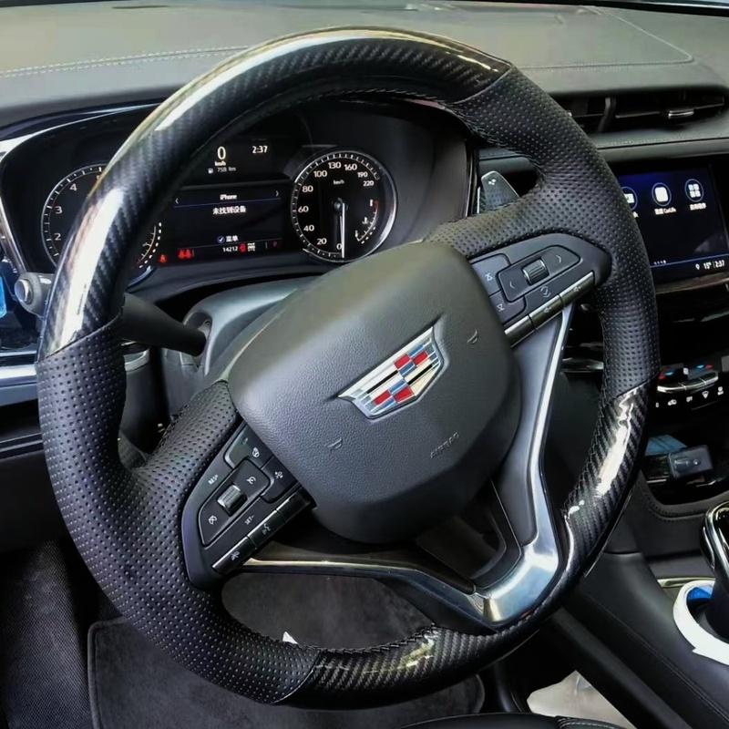 Car Steering Wheel Braid Cover Soft 100% Fit For Cadillac XT5 CT6 XT4 CT5 XTS XT6 CT4 ATSL SRX Car Products Steering Wrap