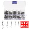 210pcs Fishing Connector Swivel Snaps Set with Coastlock #2 #4 #5 #6 #8 For Explosion Hooks Fishhook Lure Fishing Accessories