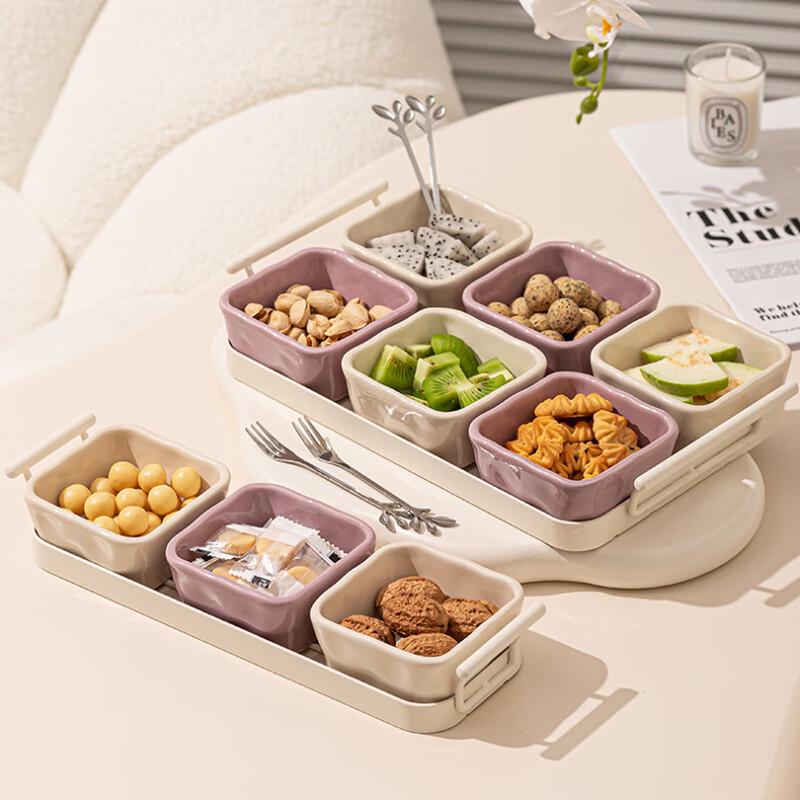 Ceramic Divided Snack & Fruit Platter Set