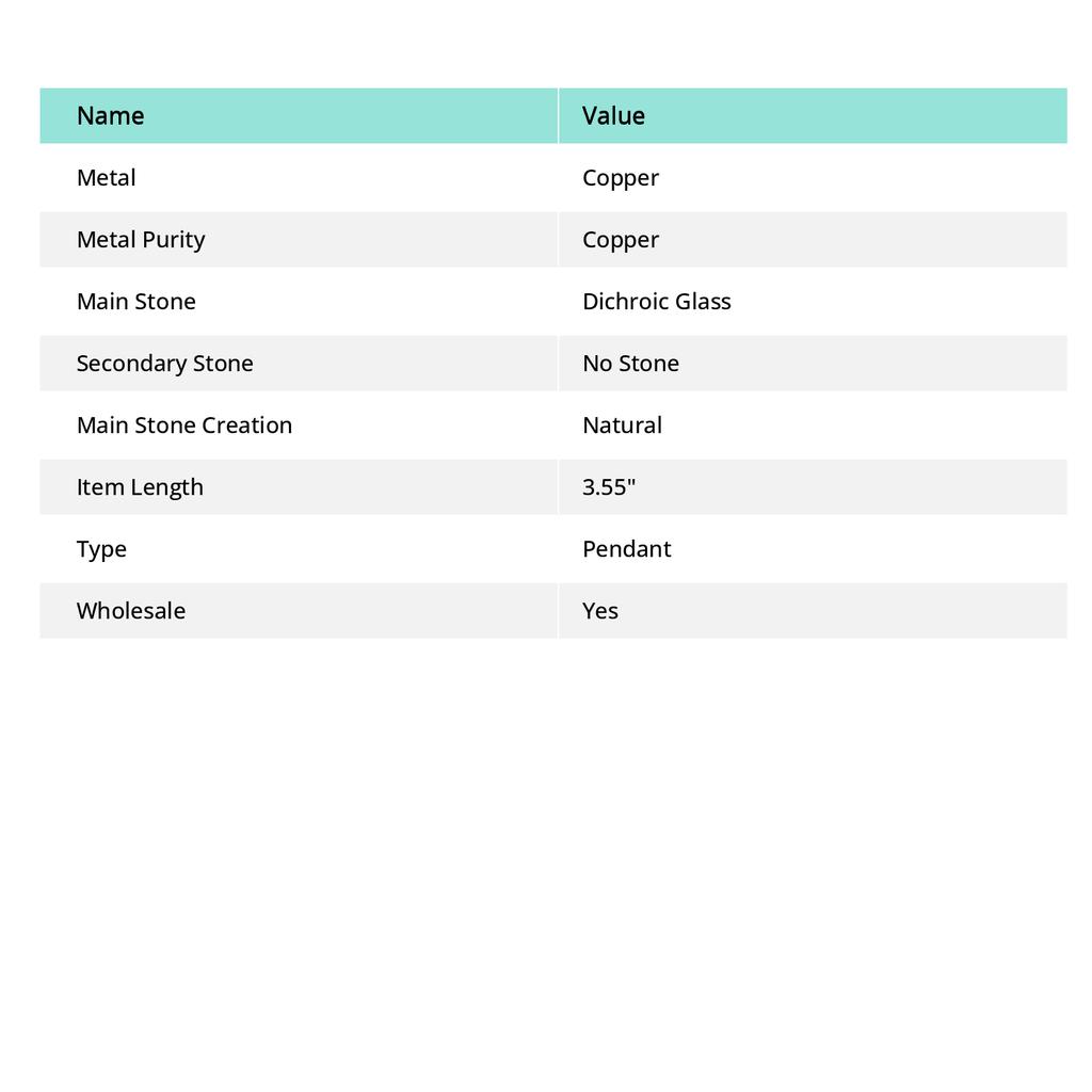 Dichroic Glass Handmade Copper Wire Wrap Jewelry Pendant 3.55" c4G02