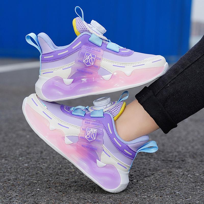 Unisex Sports Shoes Children Luminous Sports Shoes Thick Bottom Fashionable Boys Sports Shoes Rotating Button Girls Sports Shoes