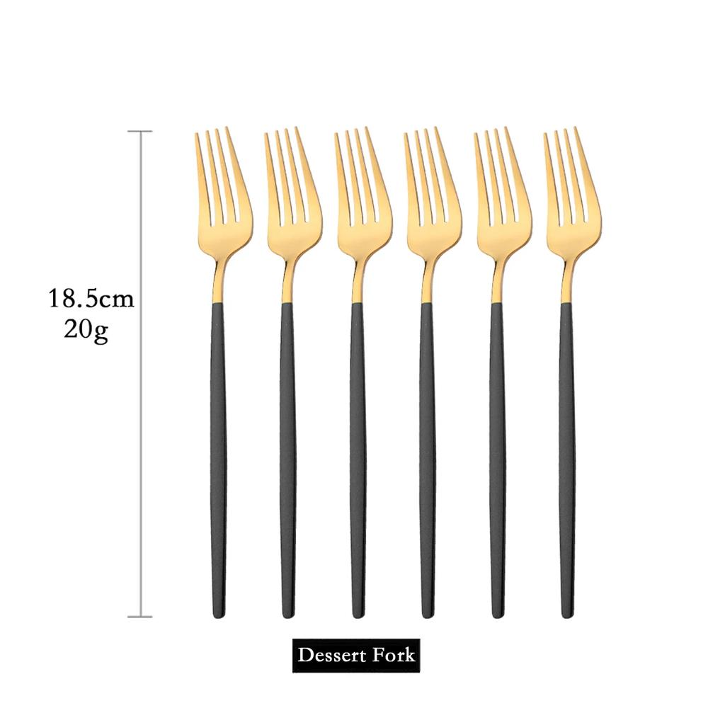 Набор из 6 десертных вилок из зеркальной нержавеющей стали, столовые приборы, черное столовое серебро, кухонные столовые приборы в западном стиле, столовые приборы для ресторана, вилки