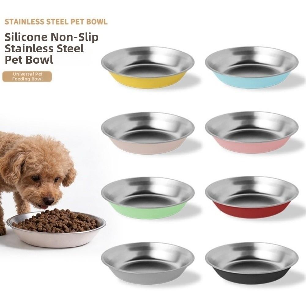 Wide Mouth Cat Food Bowls Anti-Tip Dog Food Dish Stainless Steel Dog Bowl Pet Drinking Feeding