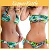 Exquisite Tropical Bikini Set With Green Leaf Print For Stylish Summer Swimwear