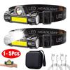 1-5 шт. Перезаряжаемый COB LED налобный фонарь Сильный магнит Мощный налобный фонарь Сверхяркий Водонепроницаемый Налобный фонарь Для рыбалки на открытом воздухе