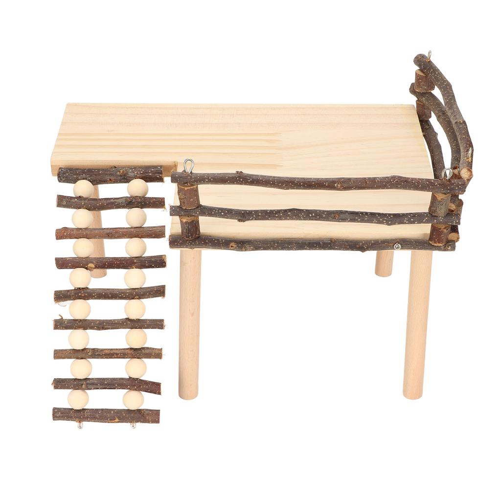 Wooden Hamster Climbing Toys Natural Log Hamster Climb Platform with Climbing Ladder for Eating