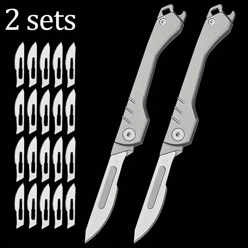 Stainless Steel Folding Knife with Replaceable Blades Portable Mini Machinery Utility Knife Sharp Kitchen Knife Kitchen Supplies