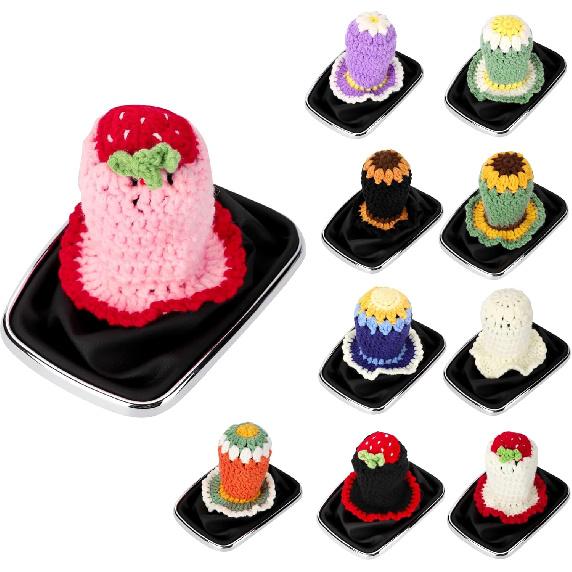 Вязаный чехол на ручку переключения передач, Универсальный милый ручной работы клубничный бохо автомобильные аксессуары для женщин, Чехол на ручку переключения передач, Автомобильный интерьер, Подходит для автомобиля