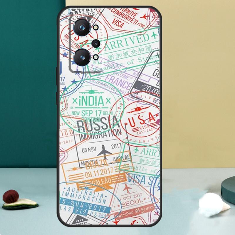 Ретро Открытка Штампы Паспорта Для Realme GT 7 Pro GT 5 6 6T C67 C61 C55 C53 C51 C21Y C25S C75 10 11 12 13 14 Pro Plus Чехол