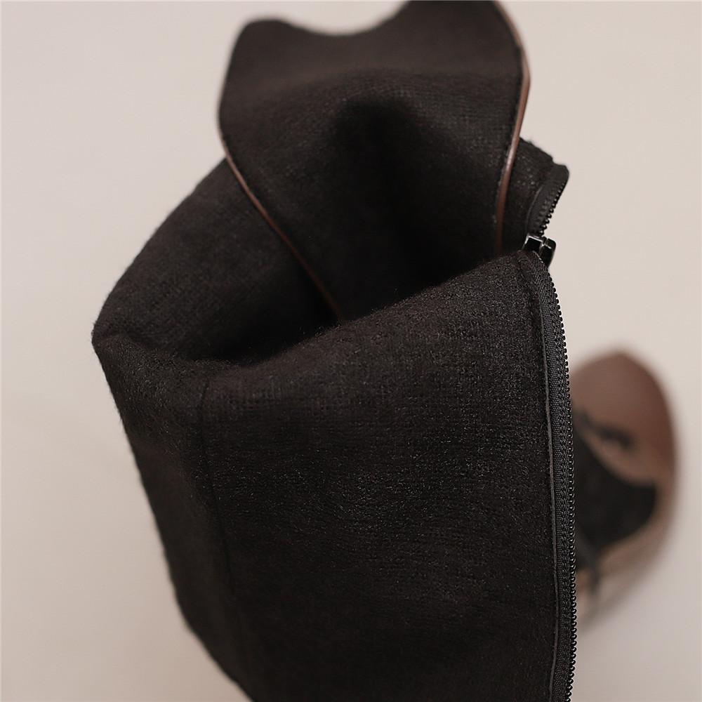 Fashion Women's Round Toe Knee High Boots Leather Lace Hollow Out Punk Lace-Up Steampunk High Heel Shoes Plus Size 34-50 White Red Black