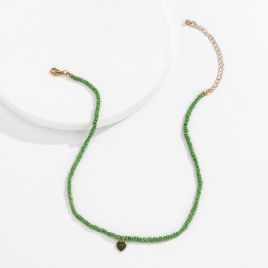 Регулируемое ожерелье ручной работы в стиле ретро, ​​разноцветные бусины в форме сердца, женское ожерелье, ювелирные аксессуары