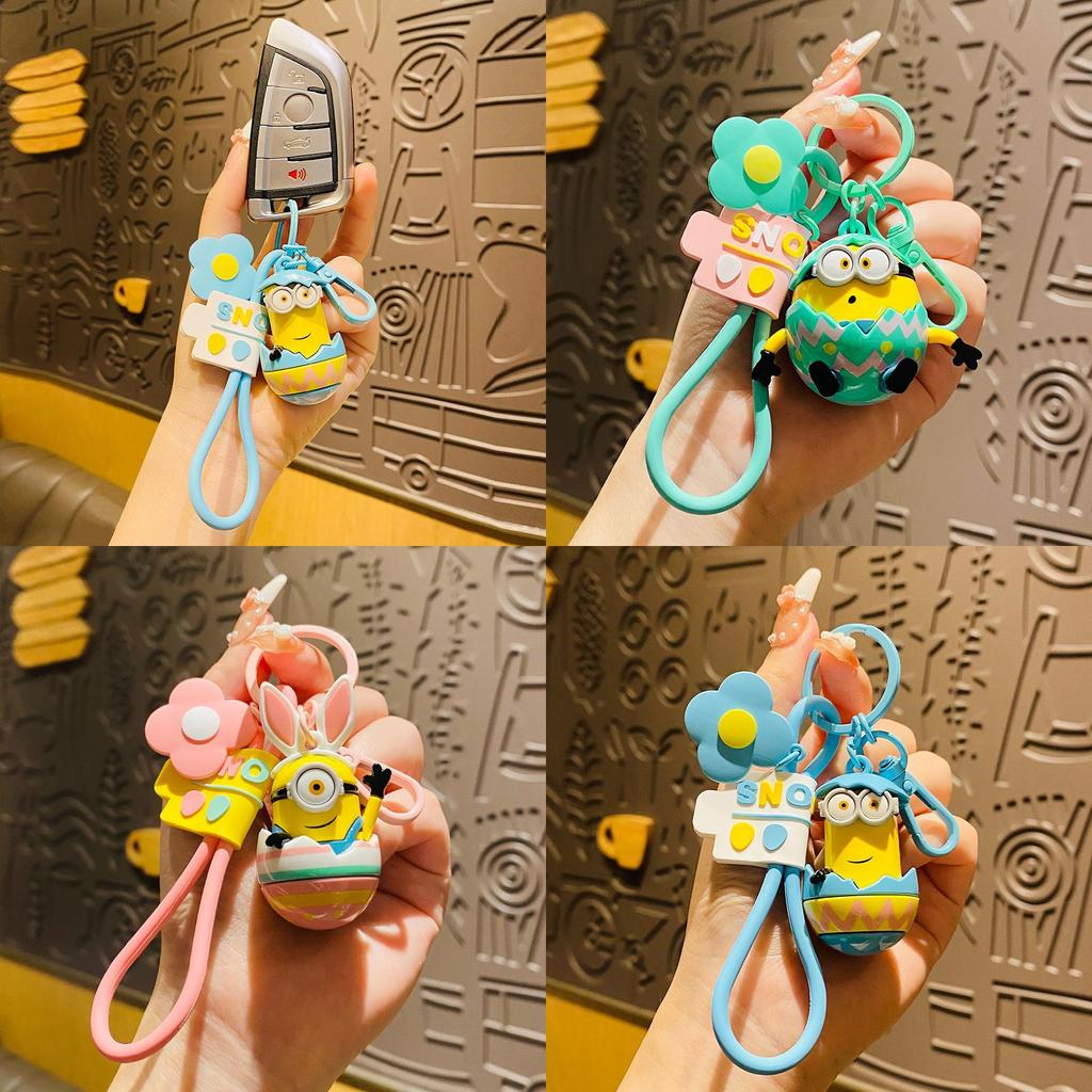 Очаровательный мультяшный брелок Миньон, силиконовый аксессуар для сумок и автомобилей