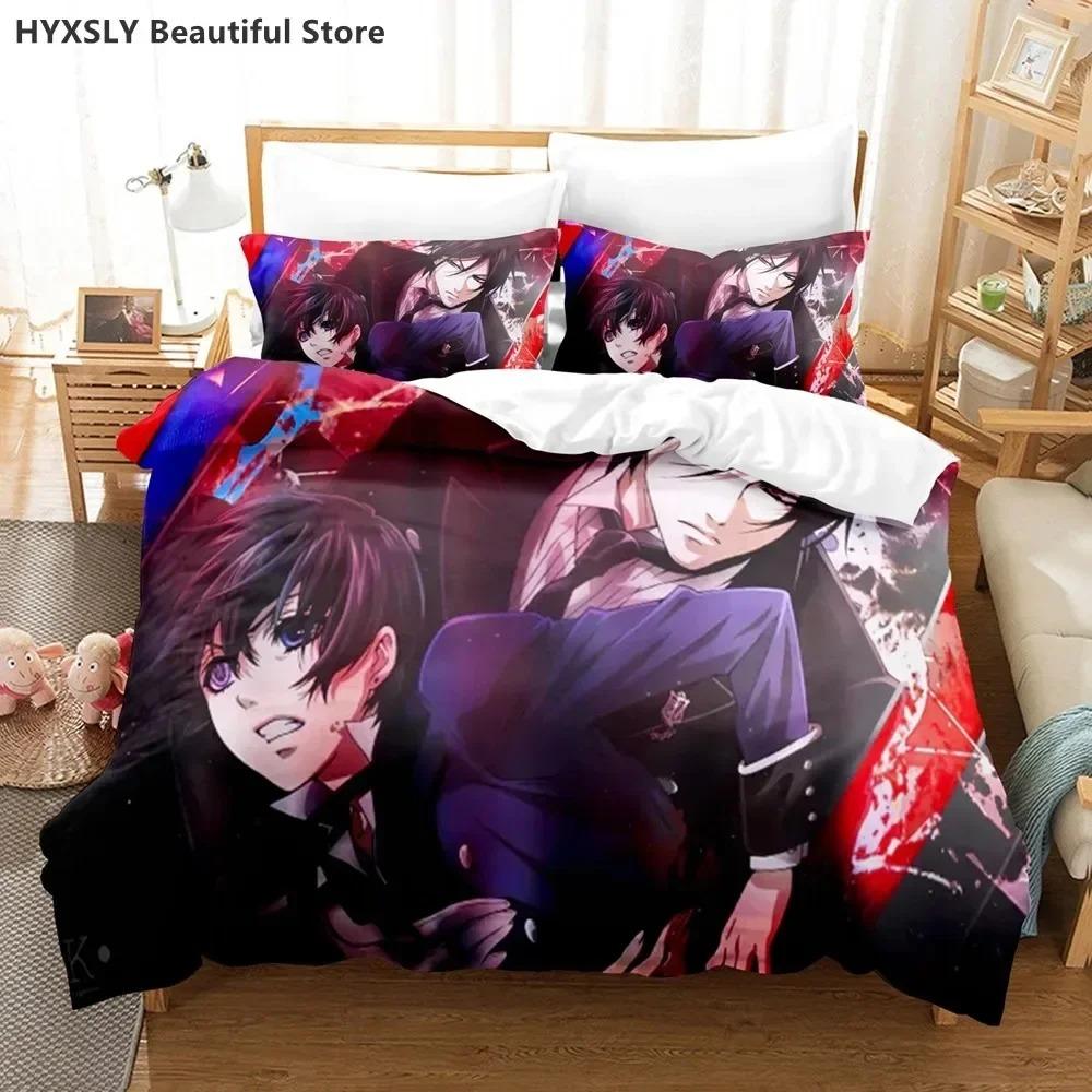 Аниме Постельное Белье Black Butler ПододеяльникНаволочки Односпальный Полуторный Двуспальный Кинг Детский Подростковый 3D Комплекты Пододеяльников Постельное Белье