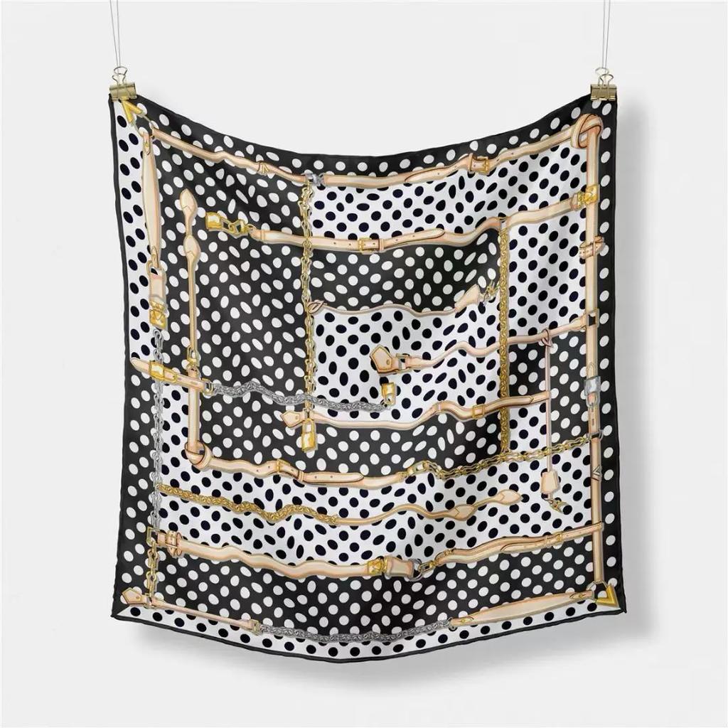 Luxury Print Silk Square Scarf Women Spring Neck Tie Shawl Wraps Female 53cm Hair Hand Wrist Headkercheif Hijab Bandana