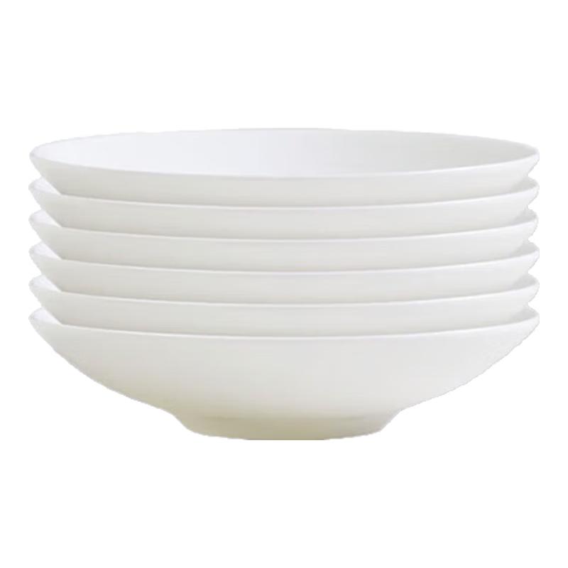 Jingdezhen Pure White Round Ceramic Deep Plates