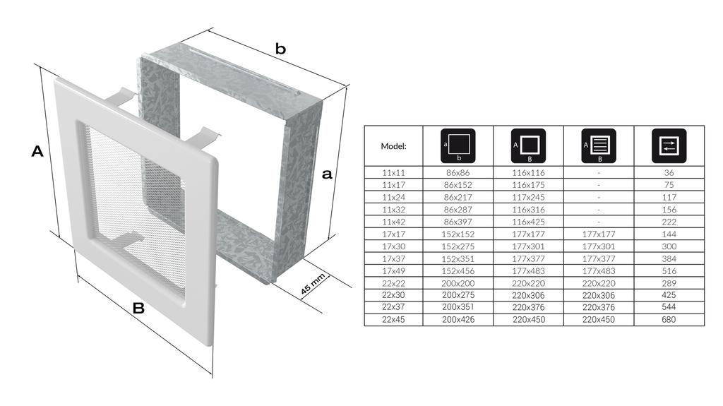 Вентиляционная крышка VENUS 17x37 графит с жалюзи