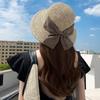 Women's Korean Style Sun Hat Beach Hat with Split Large Bowknot Fashionable Travel Sun Protection Wide Brim Straw Hat