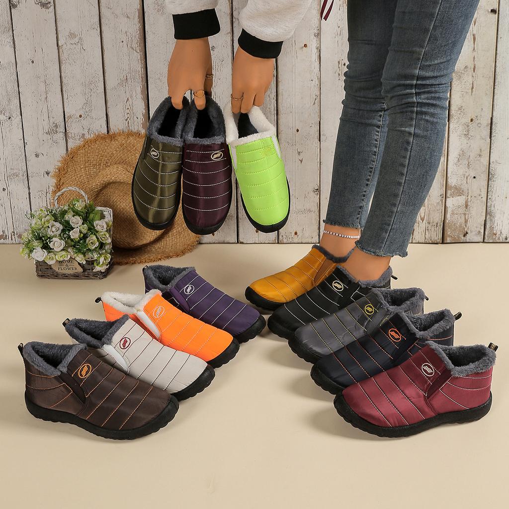 Очень теплые зимние ботинки большого размера 48 - Нескользящая толстая подошва, Зимние ботинки с круглым носком, Минималистичный дизайн однотонного цвета для походных ботинок для улицы