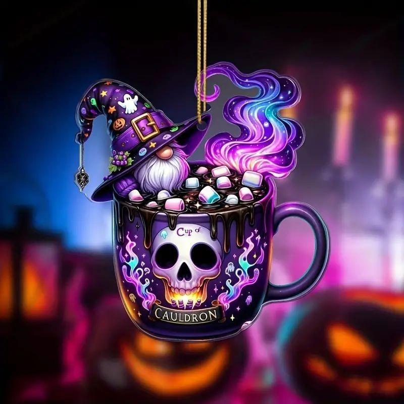 Candy Santa Halloween Claus Design Acrylic Flat Surface Pendant For Car Decor