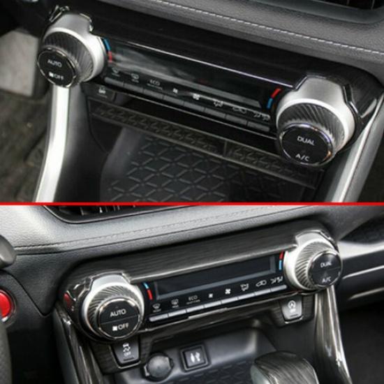 Black Brushed Air Condition Button Switch Cover Trim For Toyota RAV4 2019-2024
