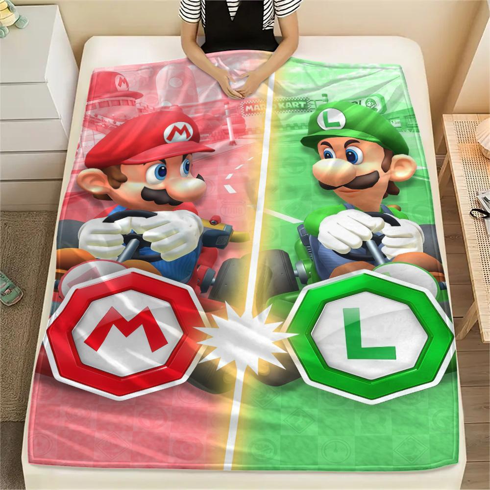 Super Mario Bros Full Crew flannel blanket, warm for home bedroom, ideal gift choice