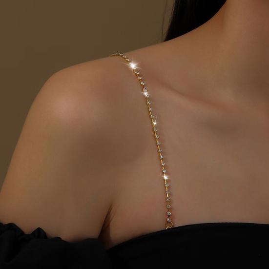 1 Pc Rhinestone Shoulder Strap Silver Rhinestone Bra Shoulder Chain Jewelry Adjustable Underwear Strap for Festival Rave Bridal Wedding Dress