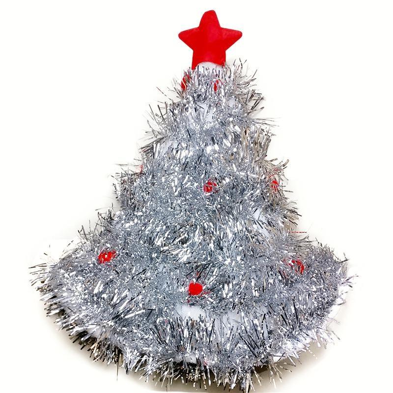 Tinsel Christmas Tree Hat Headband Christmas Party Santa Claus Flower Dress Clothing Hat Holiday Atmosphere Decoration Headwear