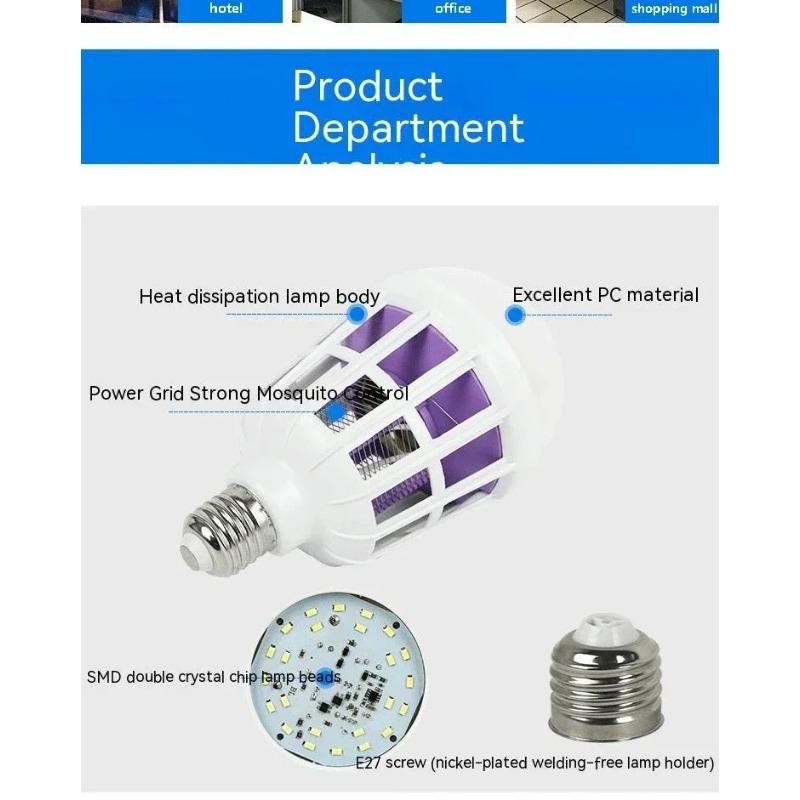 Бытовой физический репеллент от комаров с винтовым креплением E27, устройство для ловли комаров и уничтожения мух, электрическая лампа-пузырь от комаров