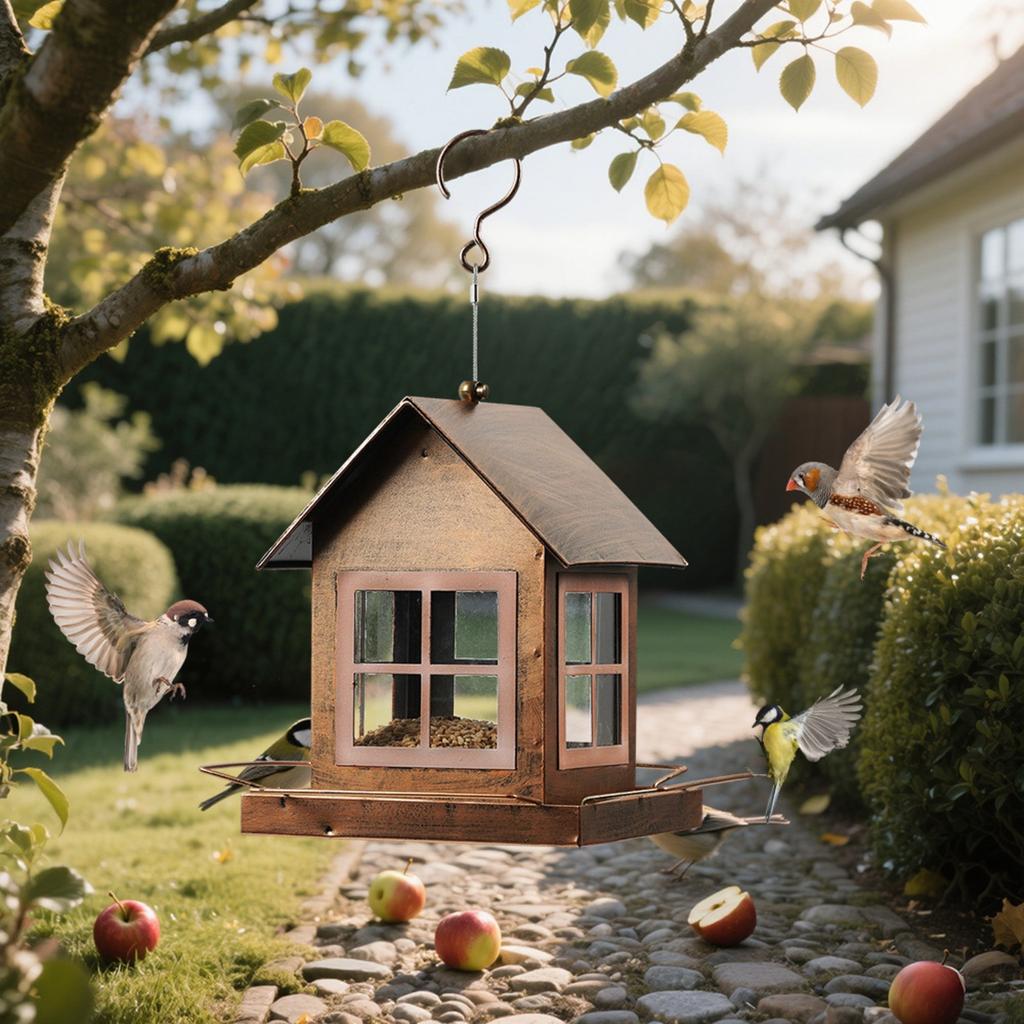 Outdoor Bird Feeder House Shape Large Capacity Pet Supplies Garden Ornament For Backyard Patio Courtyard Farmhouse Porch