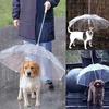 Dog Walking Waterproof Clear Cover Built-in Leash Rain Sleet Snow Pet Umbrella