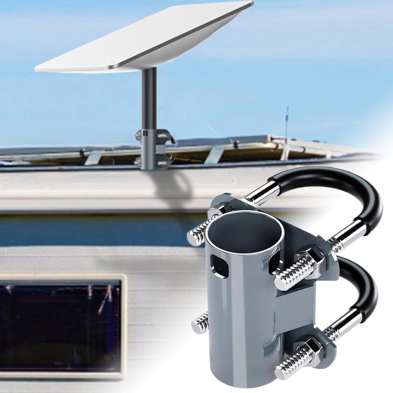 Pole Clamp U-Bracket RV Mast Pole Antenna Mounting Clamp Stable Support Hoop Clamp Fixing Bracket For Camping Roof Yacht Outdoor