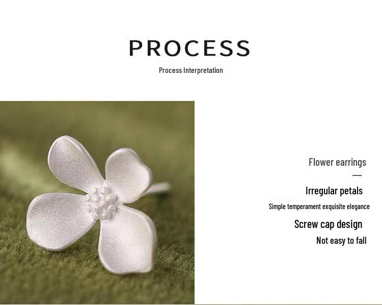 Серьги-пусеты из стерлингового серебра 999 пробы в виде неправильных цветов для женщин - Милые серьги на винтах в сладком стиле