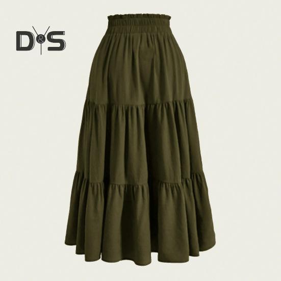 Женская юбка, эластичная, с высокой талией, на шнуровке, юбка-лето, в стиле бохо, с цветочным принтом, оборками, низом, длинная юбка