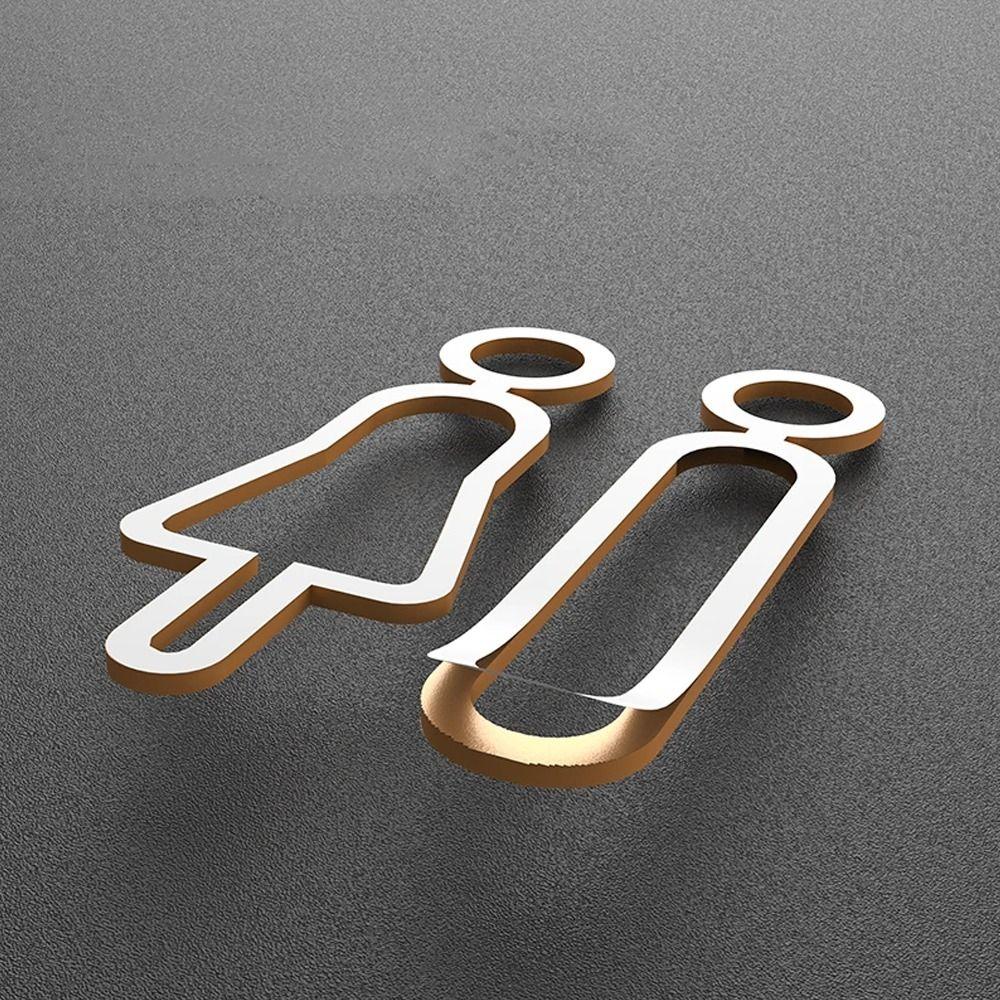 DIY Washroom Sign Plate Set Black Gold Toilet Sign Plate Wc Holder Signage Board Home Decor