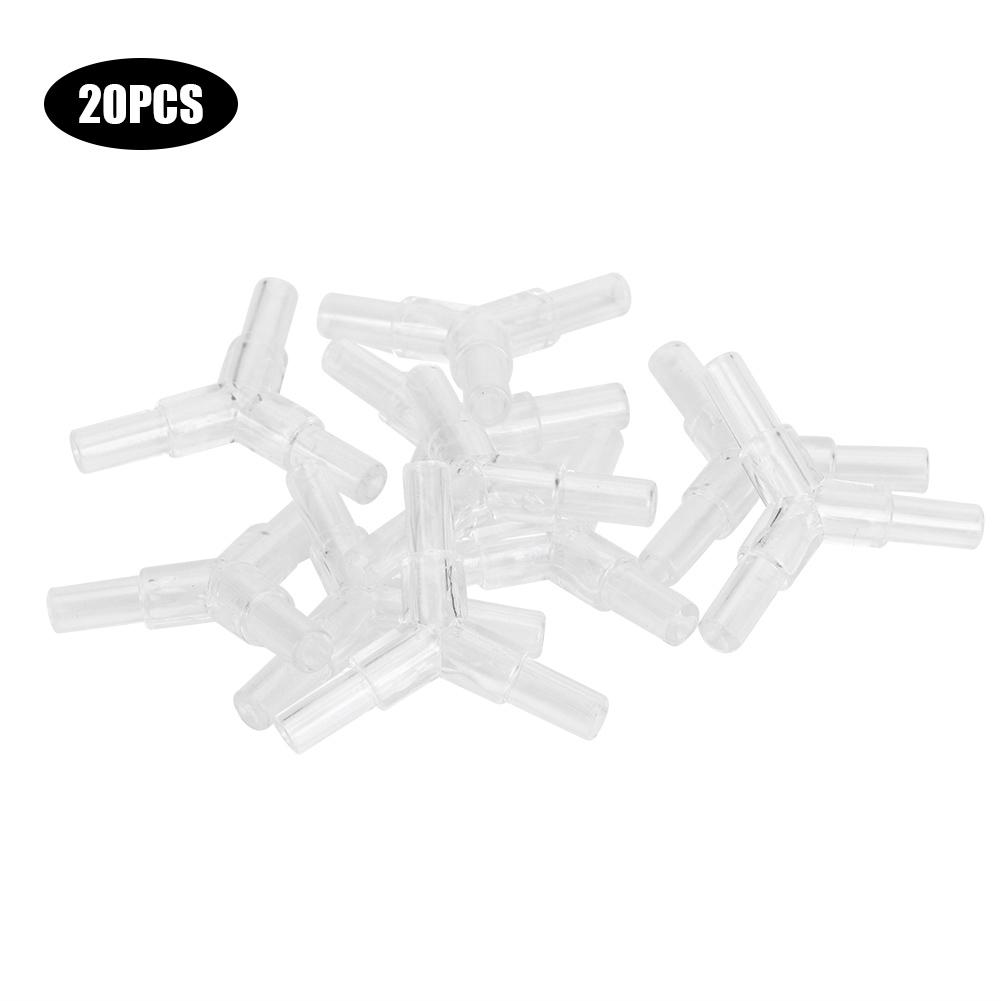 20PCS Transparent Acrylic 3 Way Fish Tank Line Tubing Joint Aquarium Y Shape Air Pump Soft Pipe Tee Connector