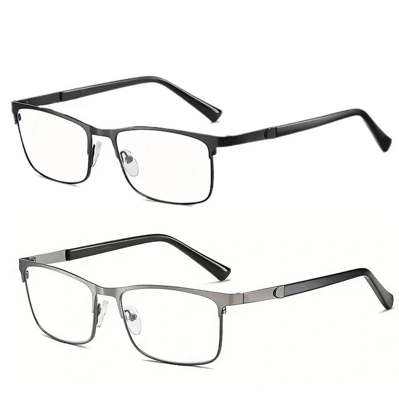 Квадратные металлические очки для чтения с полной оправой, мужские деловые очки для пресбиопии для пожилых, очки для защиты глаз от синего света