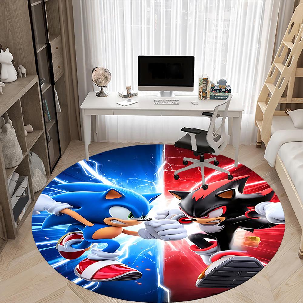 1 шт. Круглый коврик для офиса Sonic, Нескользящий, Мягкий и прочный офисный коврик для декора интерьера, Идеально подходит для офиса, Красивое украшение